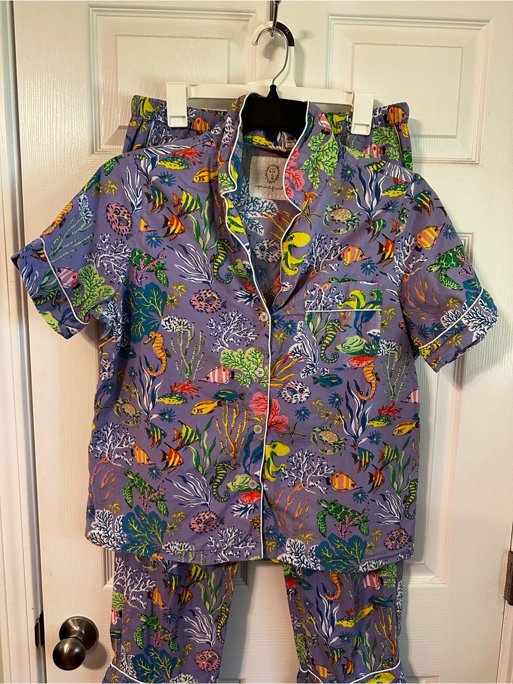 Printfresh Purple Ocean-Print Short-Sleeve Pajama Set - Picture 2 of 9